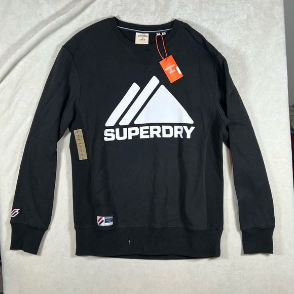 NWT Brand New Superdry Medium Black Crewneck Sweater Mountain Sport Mono Jumper - Picture 2 of 10